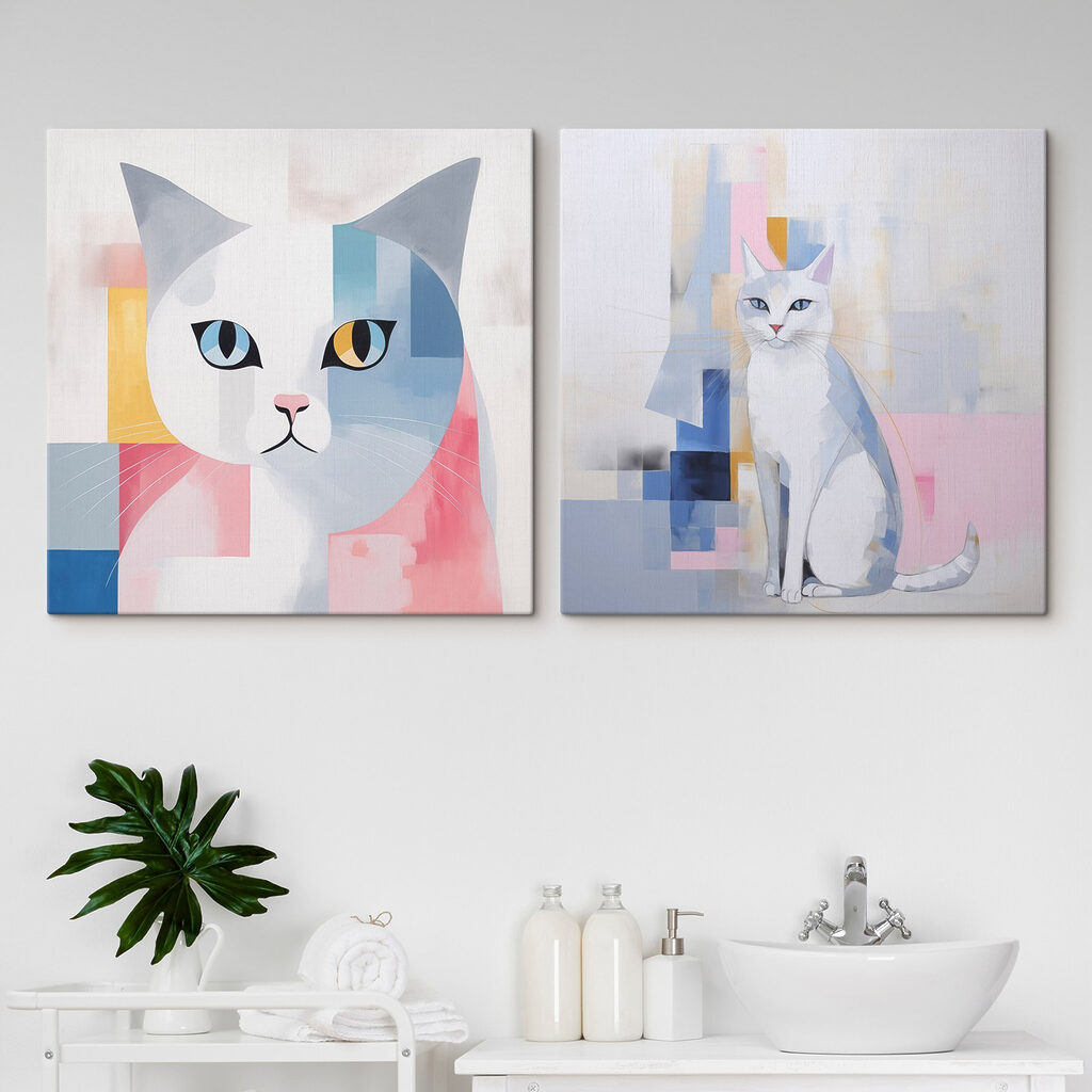 Two paintings of a cat Two paintings of a cat