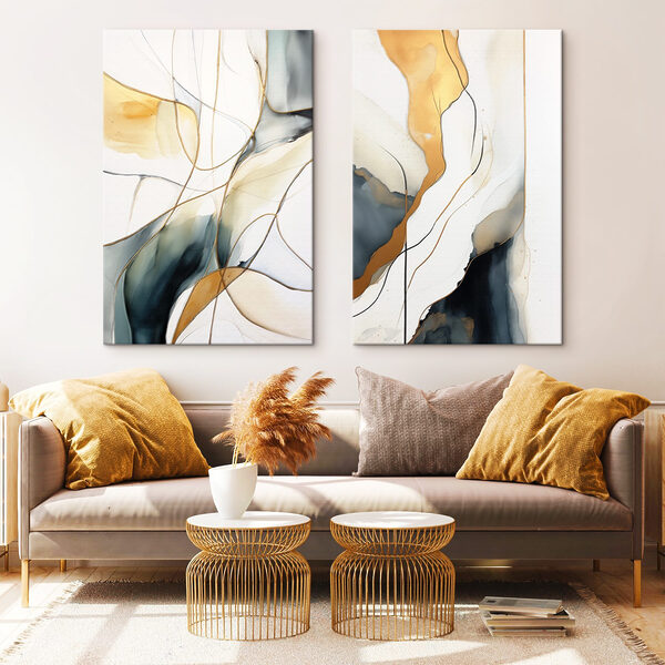 Two paintings of different colors