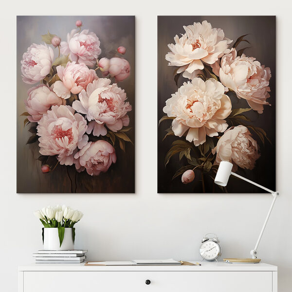 Painting of flowers on a black background