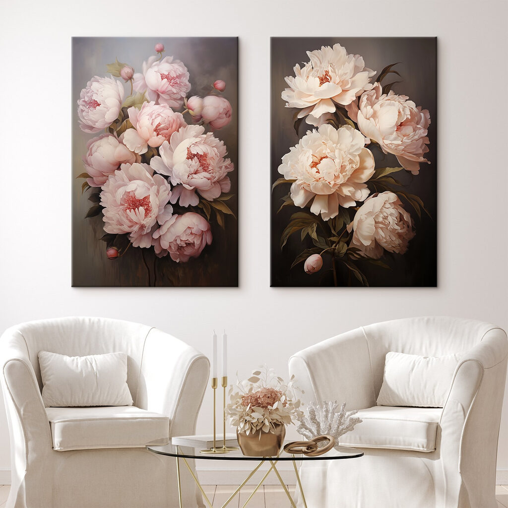 Painting of flowers on a black background