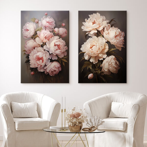 Painting of flowers on a black background
