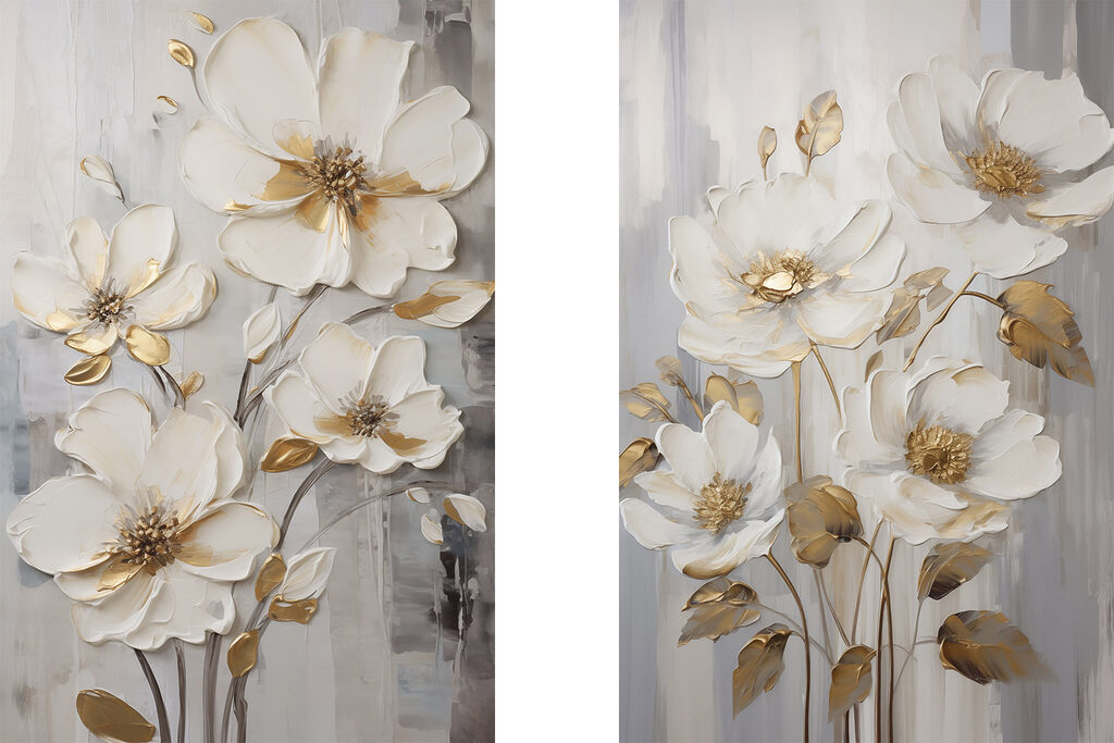 Painting of flowers on a grey background