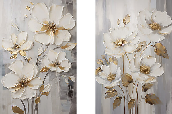 Painting of flowers on a grey background