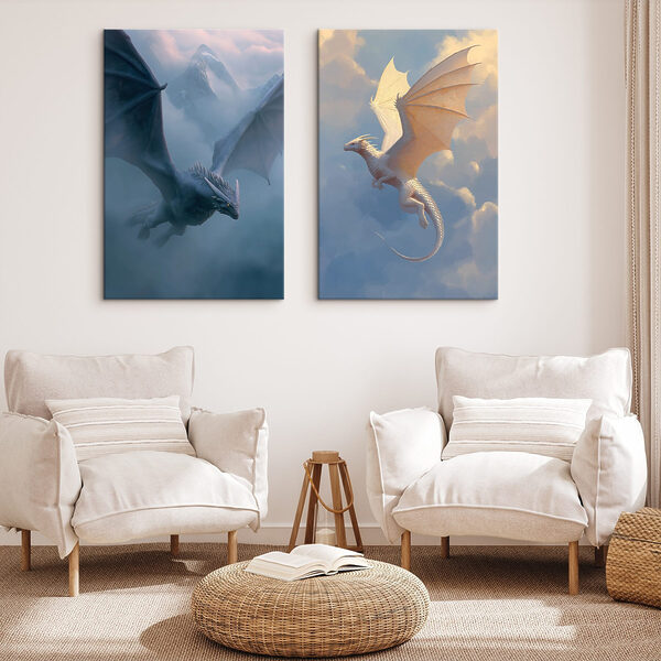 Collage of dragons flying in the sky Collage of dragons flying in the sky