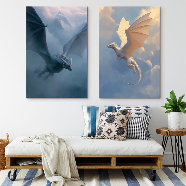 Collage of dragons flying in the sky Collage of dragons flying in the sky