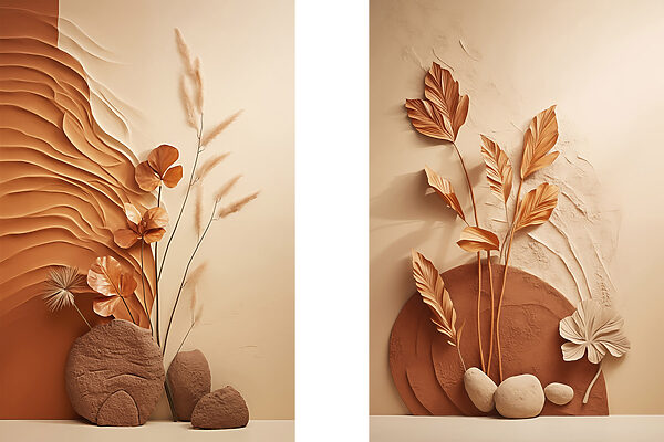 - Elegant shapes in earthy tones