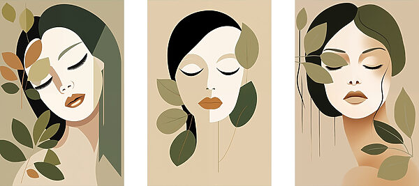 Woman's face with leaves Woman's face with leaves