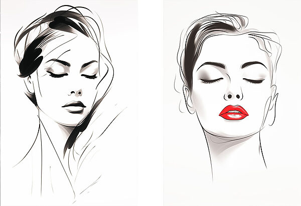 Woman's face with red lips Woman's face with red lips