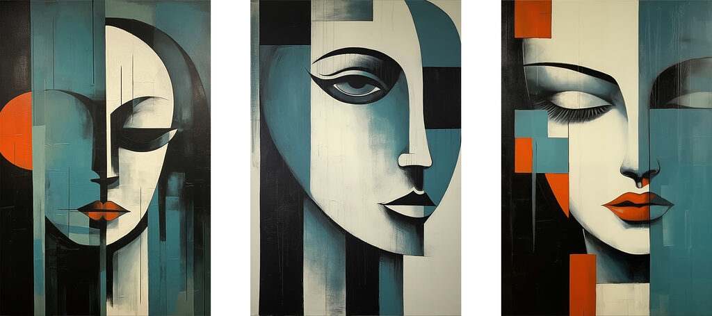 Collage of paintings of a woman's face Collage of paintings of a woman's face