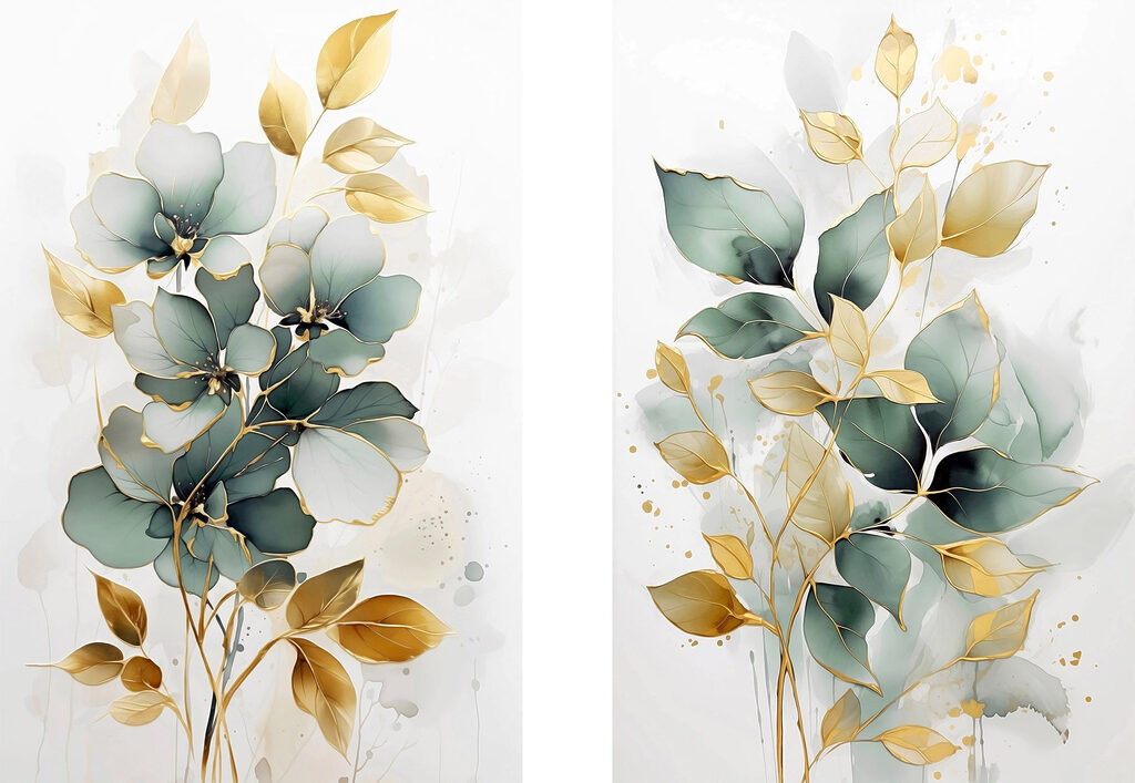 Painting of flowers and leaves Painting of flowers and leaves