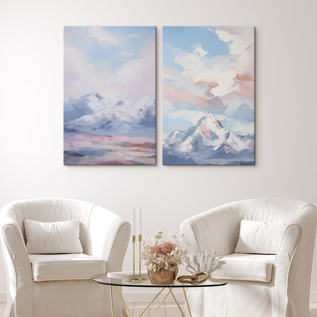 Painting of mountains and clouds Painting of mountains and clouds