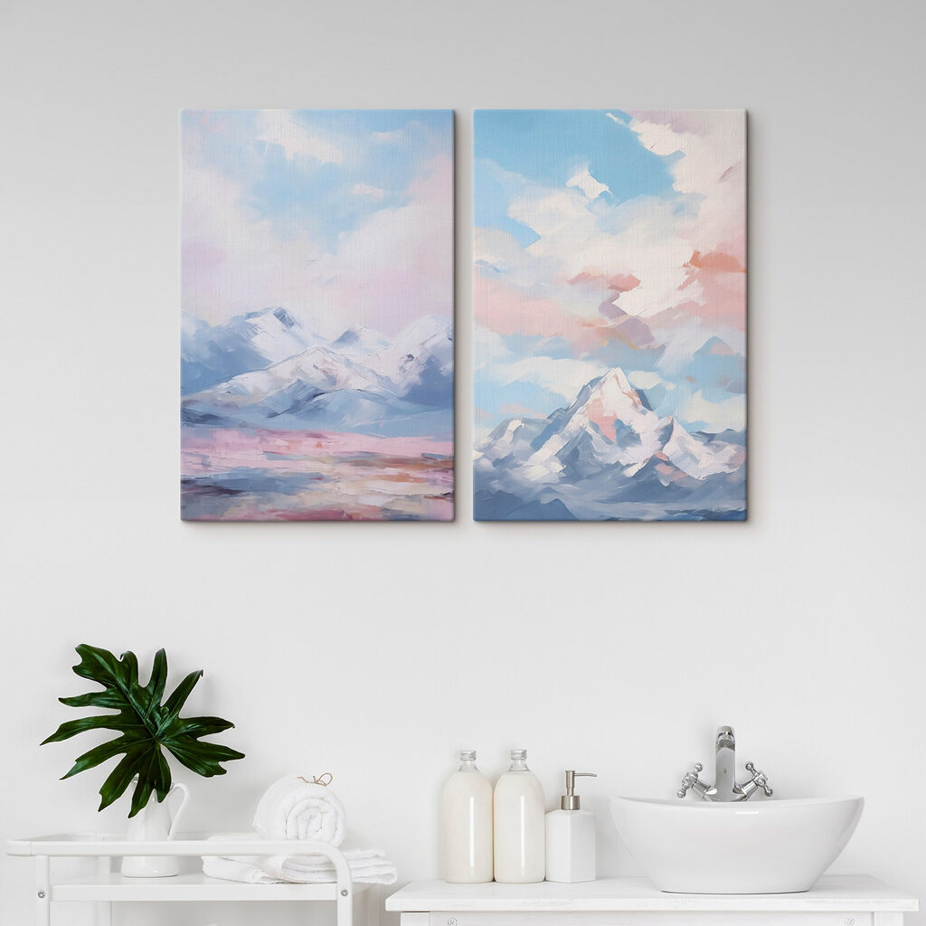 Painting of mountains and clouds Painting of mountains and clouds