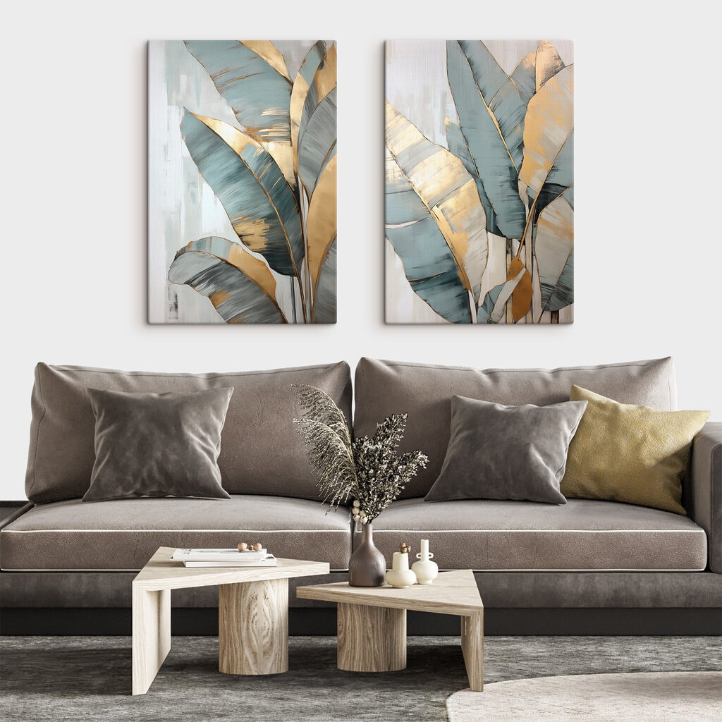 - Tropical leaves in soft colors - Tropical leaves in soft colors