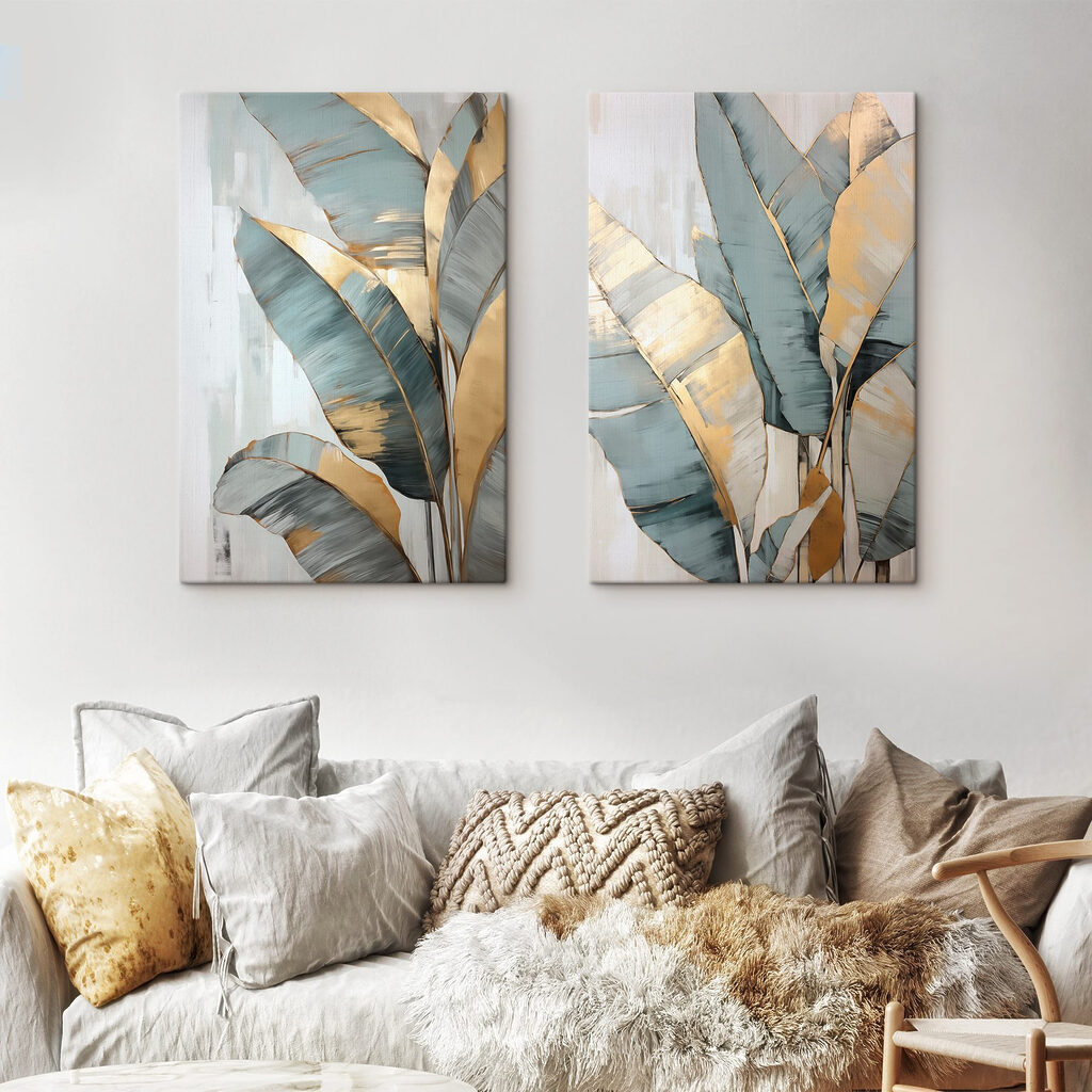 - Tropical leaves in soft colors - Tropical leaves in soft colors