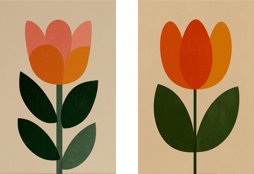 Couple of flowers with leaves