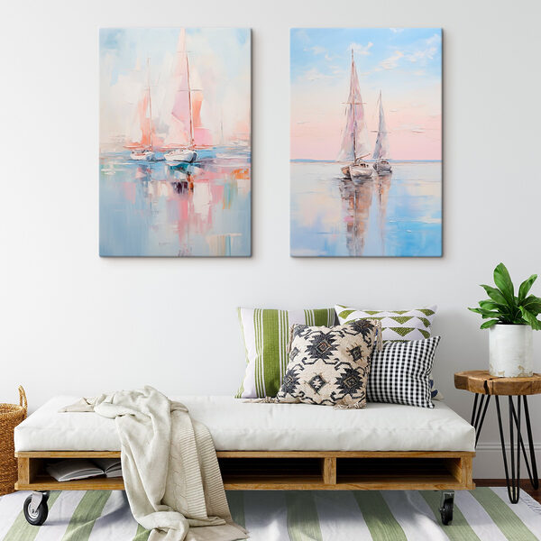 Painting of boats on water Painting of boats on water