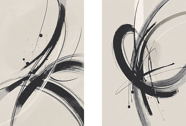 Black and white image of a swirly design
