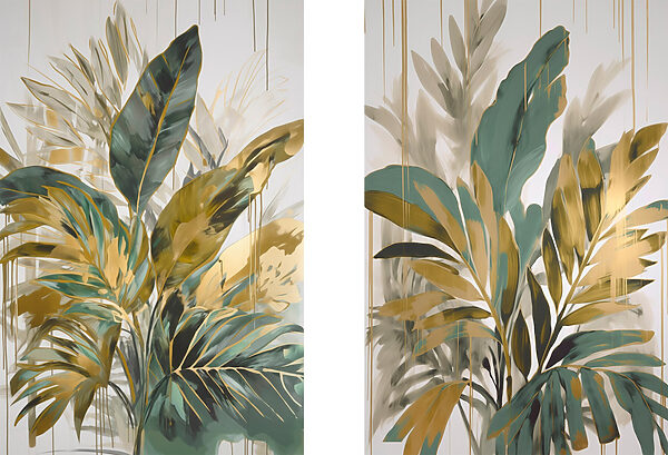 Painting of leaves and flowers Painting of leaves and flowers