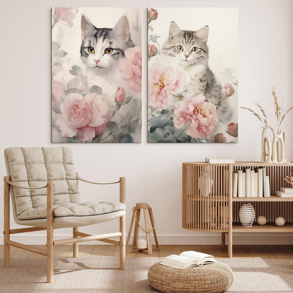 Cat in a garden of flowers