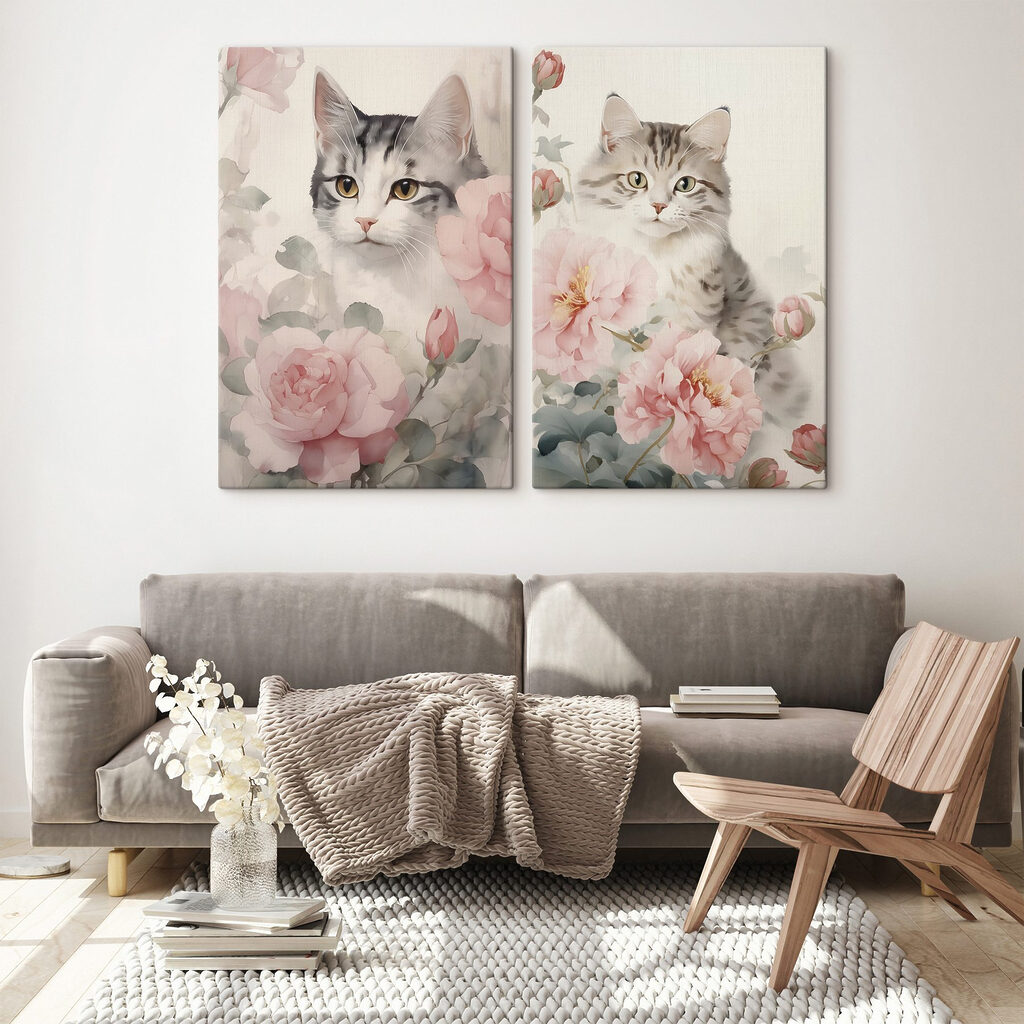 Cat in a garden of flowers