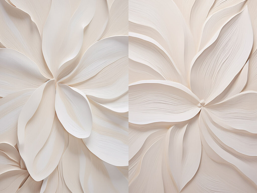 Collage of white paper flowers Collage of white paper flowers