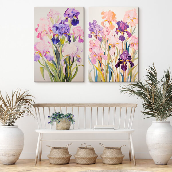 Painting of flowers on a white surface Painting of flowers on a white surface