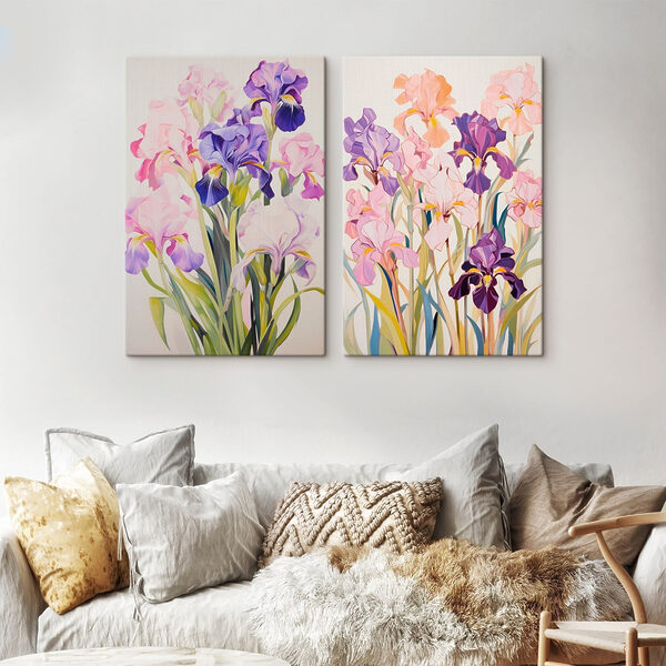 Painting of flowers on a white surface Painting of flowers on a white surface
