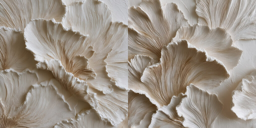 Intricate layers of cream-colored textures