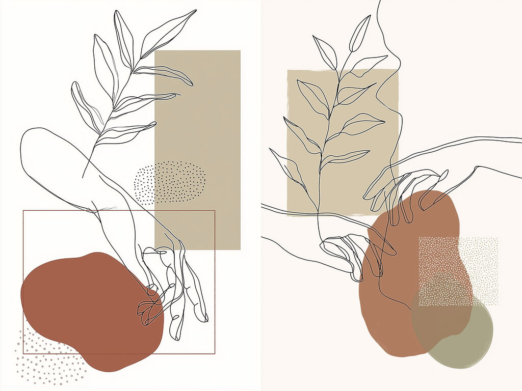 Drawing of a hand holding a leaf