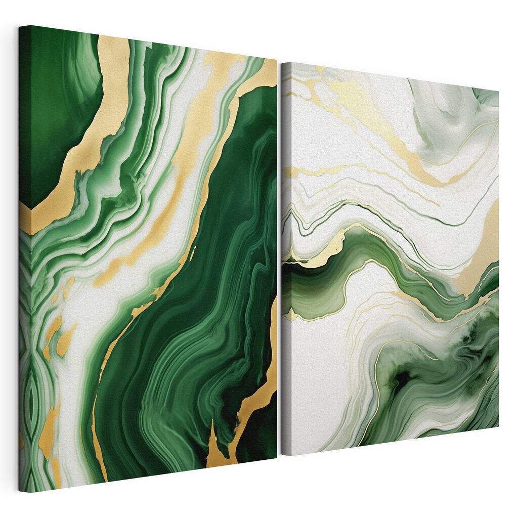 Green and white marbled surface