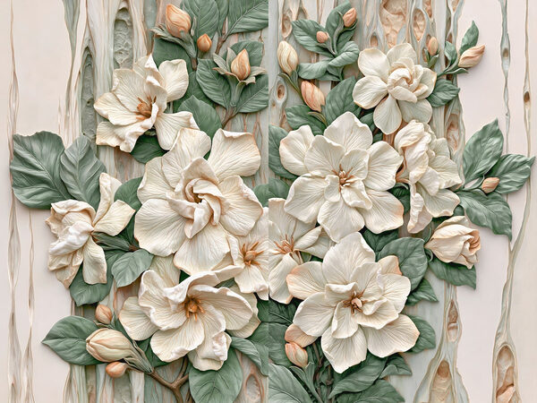 Collage of flowers and leaves