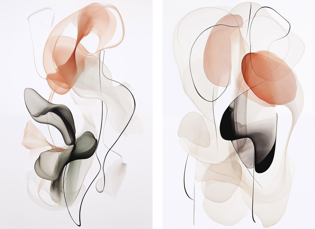 Fluid shapes in soft hues