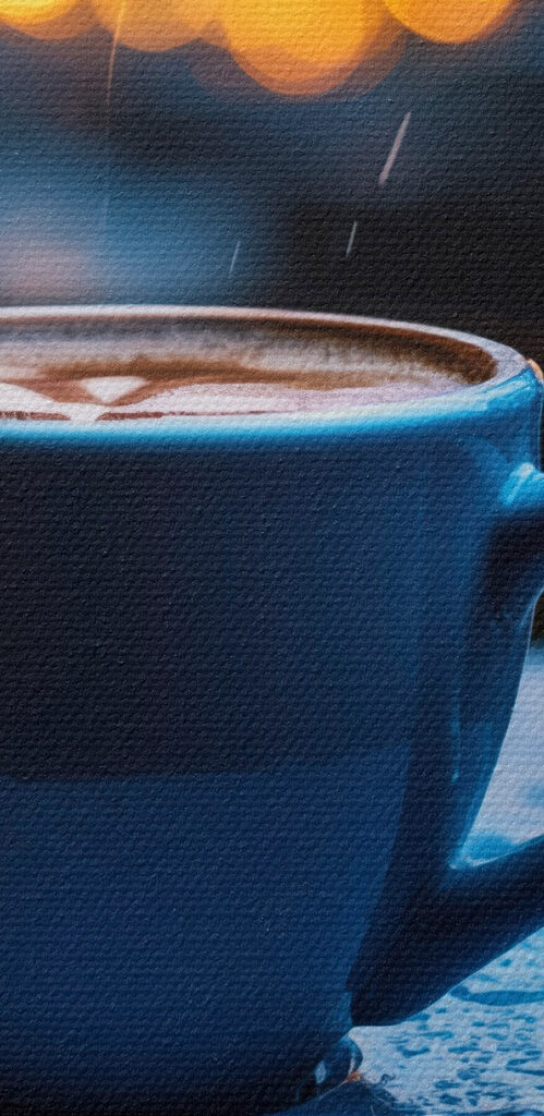 Cup of coffee on a table with flowers Cup of coffee on a table with flowers