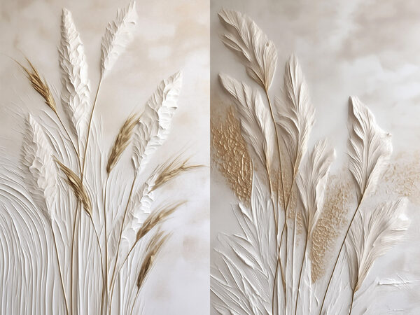 Collage of white and brown plants