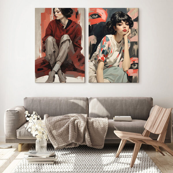 Collage of a woman sitting on the floor Collage of a woman sitting on the floor