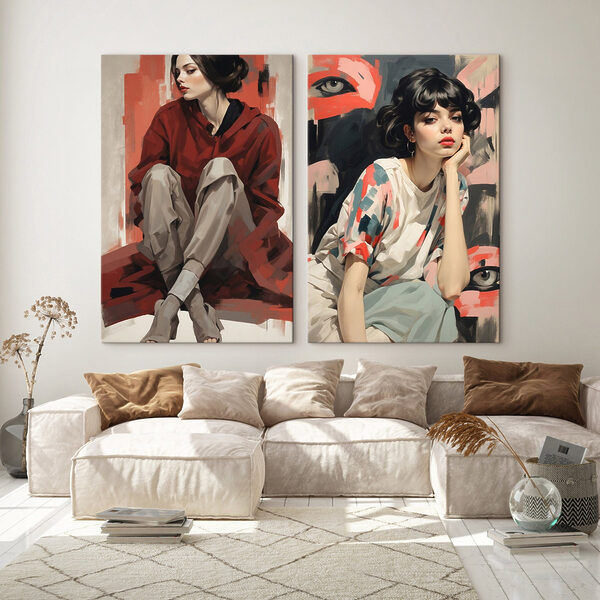 Collage of a woman sitting on the floor Collage of a woman sitting on the floor