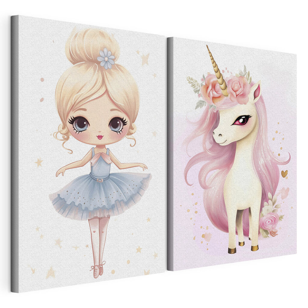 Two posters of a unicorn and a unicorn