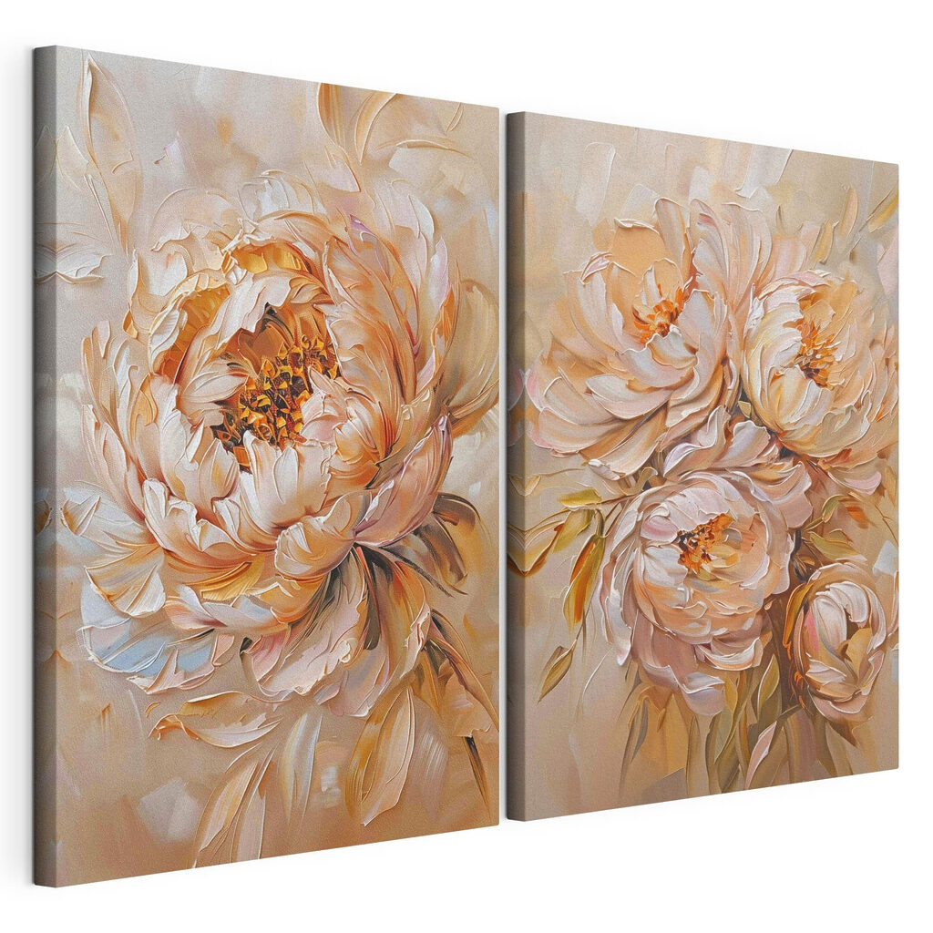 Painting of flowers on canvas