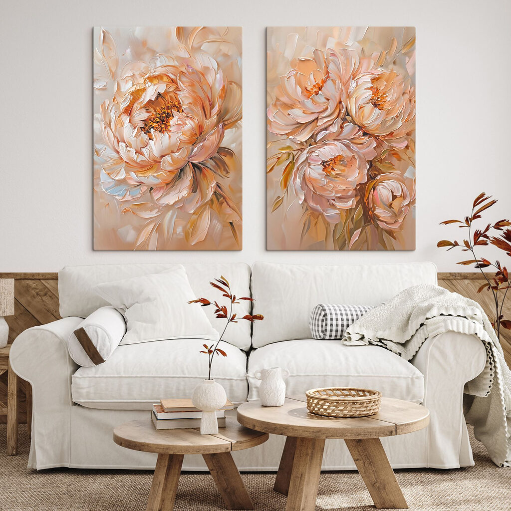 Painting of flowers on canvas