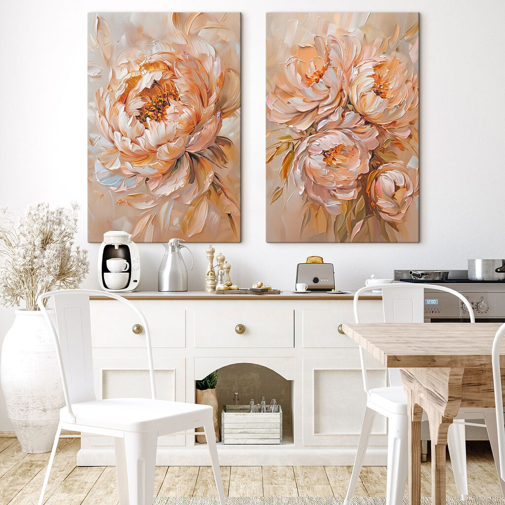 Painting of flowers on canvas