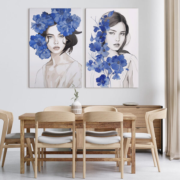 Collage of a woman with flowers on her head