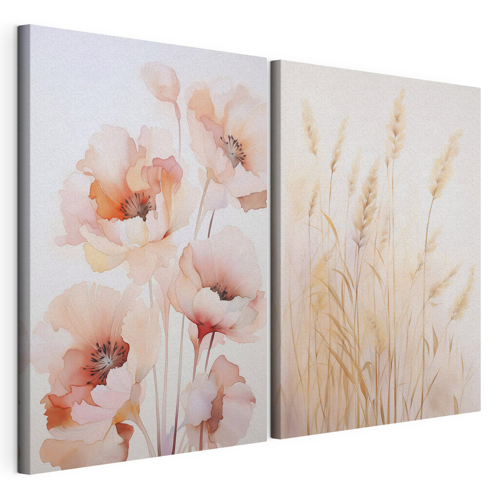 Painting of flowers and wheat Painting of flowers and wheat