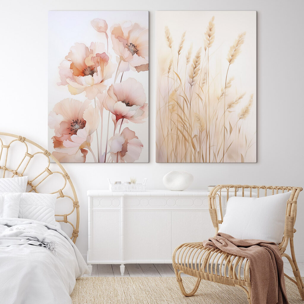 Painting of flowers and wheat Painting of flowers and wheat