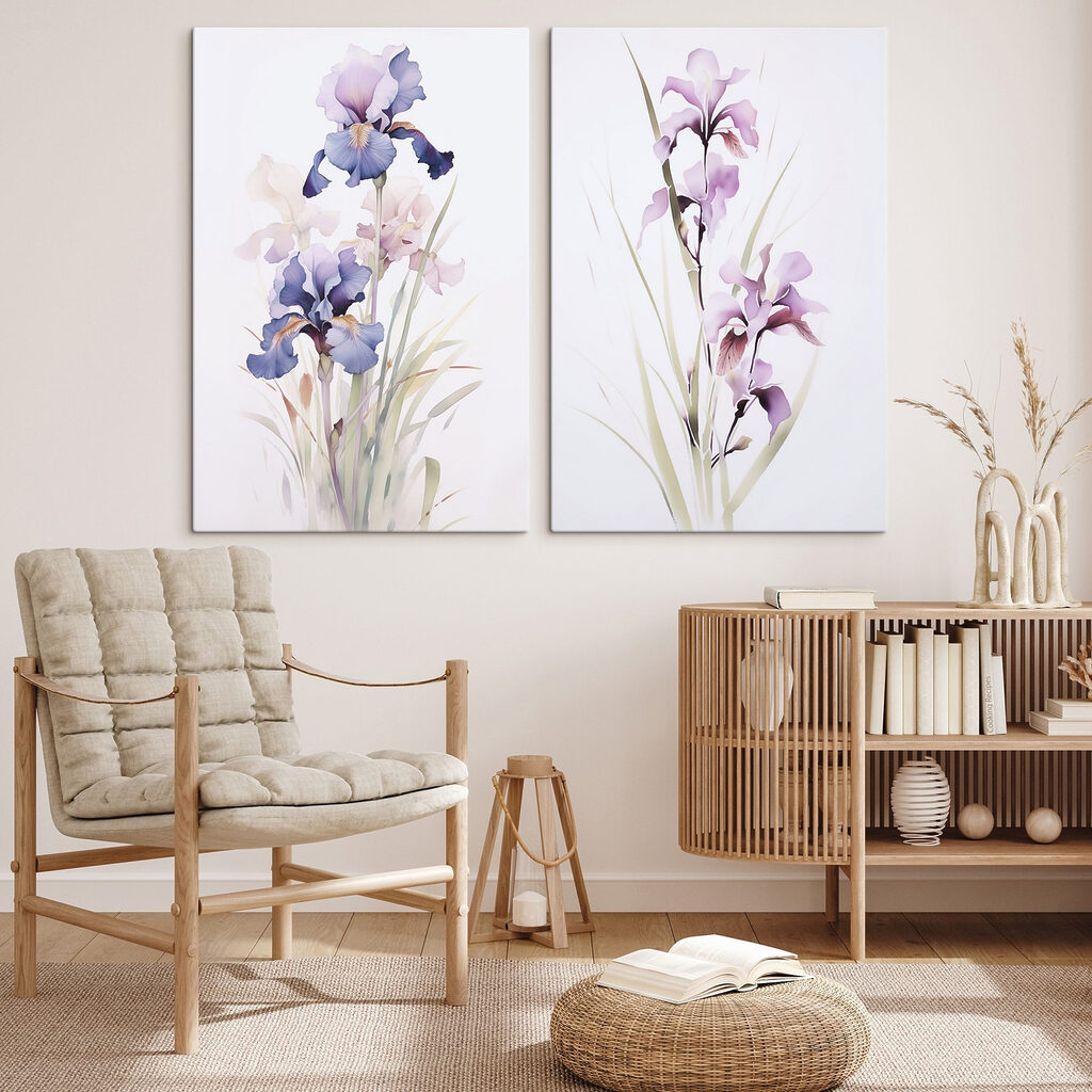 Painting of flowers on a white surface