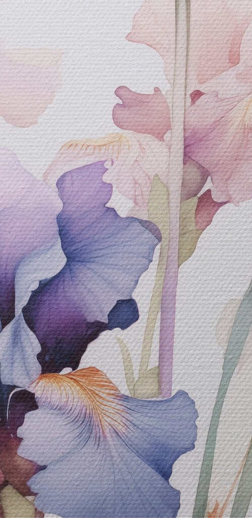 Painting of flowers on a white surface