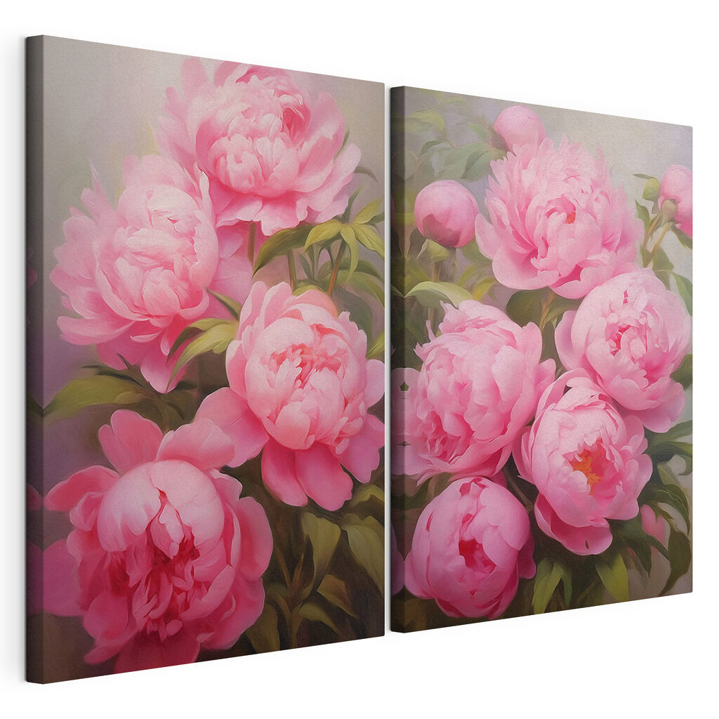 Blooming pink peonies in soft light