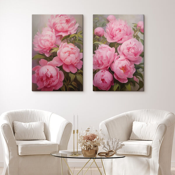 Blooming pink peonies in soft light