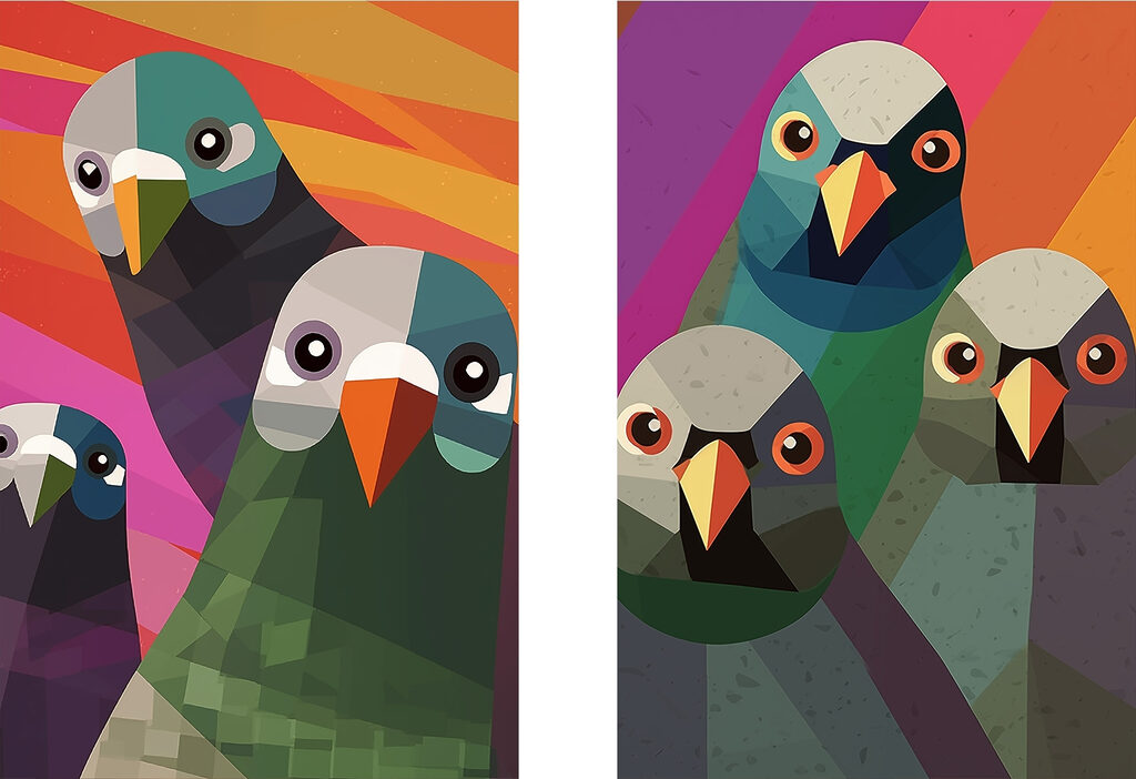 Group of birds with different colors