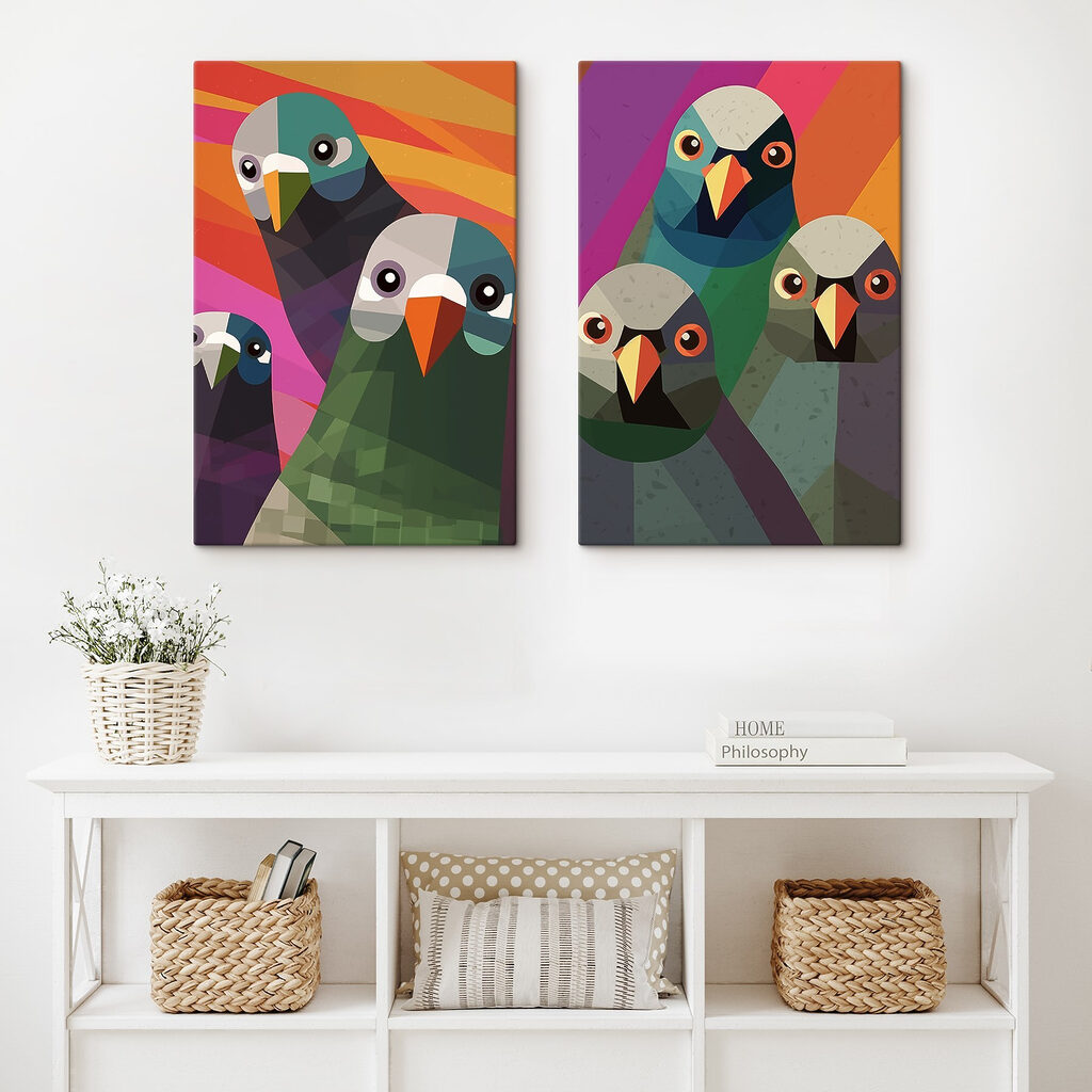 Group of birds with different colors