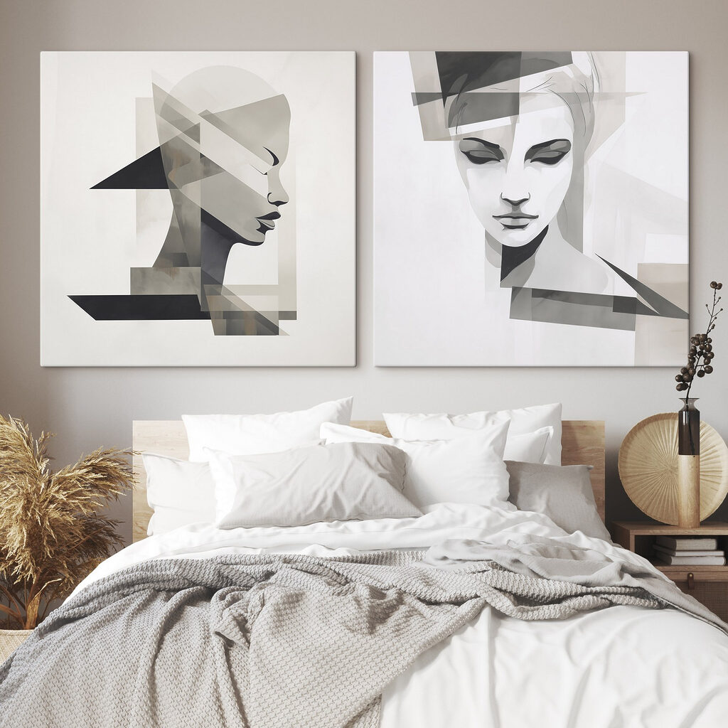 Two paintings of a woman's face Two paintings of a woman's face